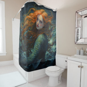 Mermaid Van Gogh Style Shower Curtain