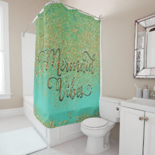 Mermaid Vibes Cascading Gold Glitter Teal Aqua