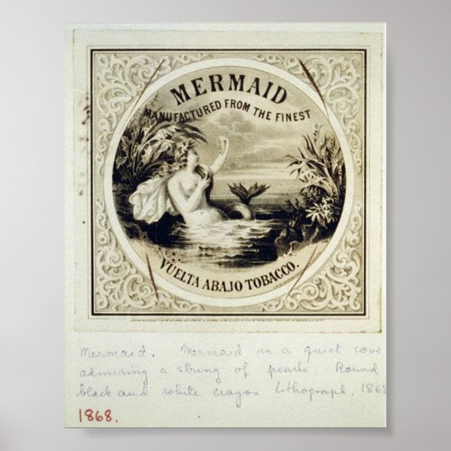 Mermaid, Vintage 1868 Poster (Front)