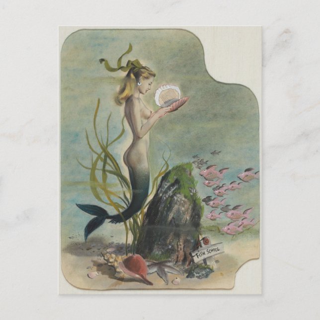 Mermaid Vintage Art Postcard (Front)