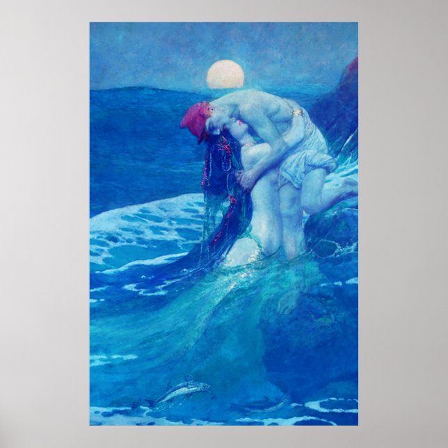 Mermaid Vintage Blue 2 Poster (Front)