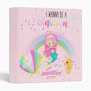 Mermaid Wanna Be A Unicorn Girls Journals Binder