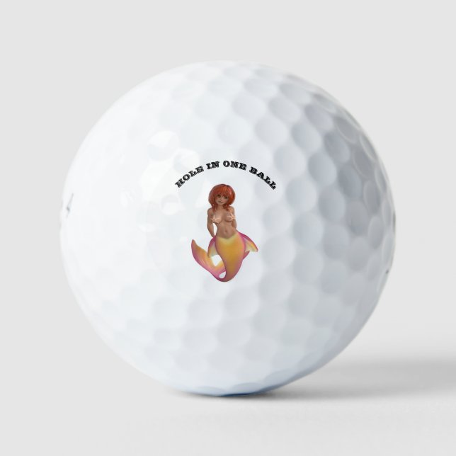 Mermaid water creature with a yellow and pink tail golf balls (Front)