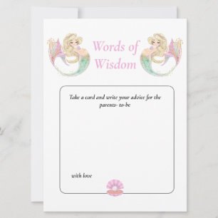 Mermaid watercolor Baby Shower. Wisdom Pink  Invit Invitation