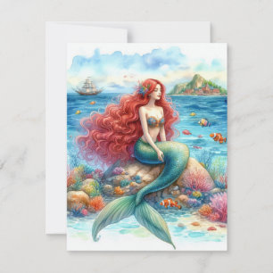 Mermaid watercolor card