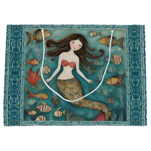 Mermaid Watercolor Large Gift Bag