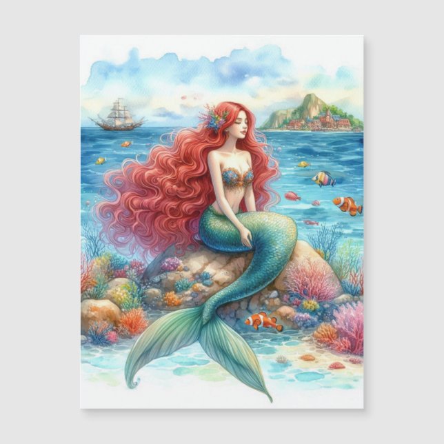 Mermaid watercolor magnetic (Front)