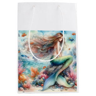 Mermaid watercolor medium gift bag