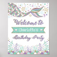 Mermaid Welcome Sign Birthday Decor Pool Party
