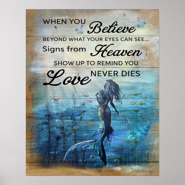 Mermaid When You Believe Memorial Gifts Poster (Front)