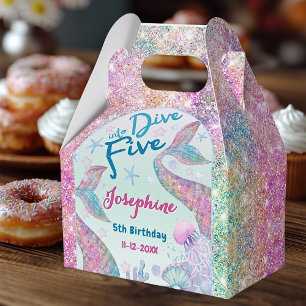 Mermaid whimsical fifth birthday custom favor box