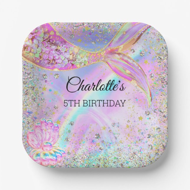 Mermaid Whimsical Under The Sea Birthday Party  Paper Plate (Front)