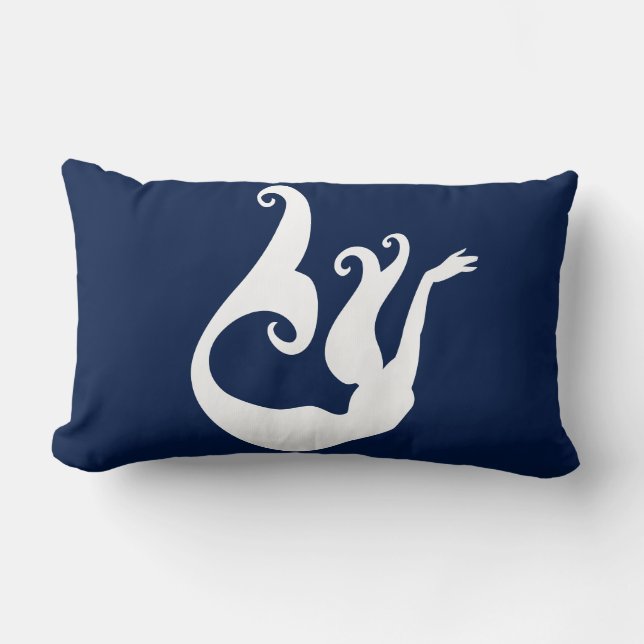 mermaid White on blue pillow (Front)