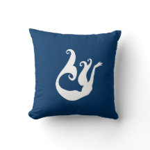 mermaid White on blue pillow