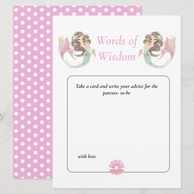 Mermaid Wisdom Brown Baby Shower Under the Sea Invitation (Front/Back)