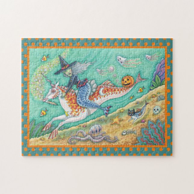 MERMAID WITCH, FANTASY HALLOWEEN MERHORSE PUZZLE (Horizontal)