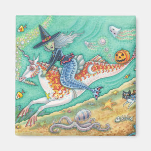 MERMAID WITCH, FANTASY MERHORSE HALLOWEEN MAGNET