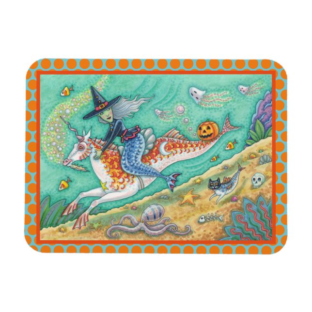 MERMAID WITCH, HALLOWEEN MERHORSE FANTASY MAGNET (Horizontal)