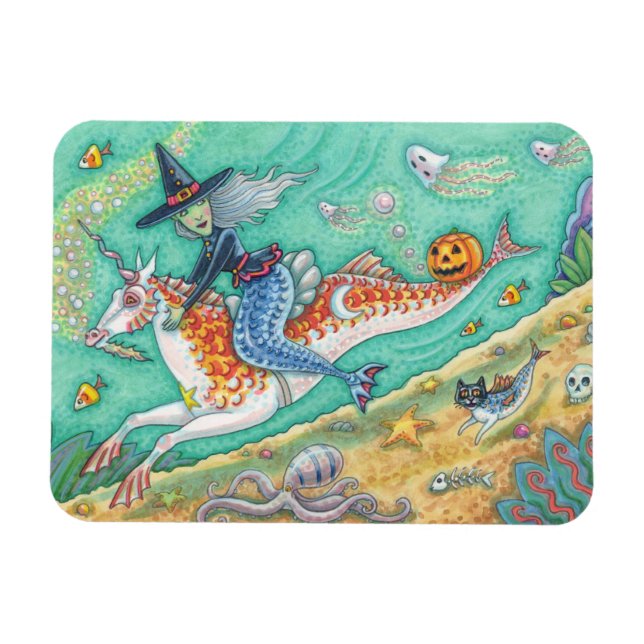 MERMAID WITCH, HALLOWEEN MERHORSE FANTASY MAGNET (Horizontal)