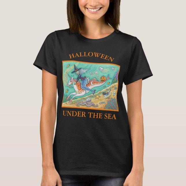 MERMAID WITCH, MERHORSE UNICORN, HALLOWEEN T-SHIRT (Devant)