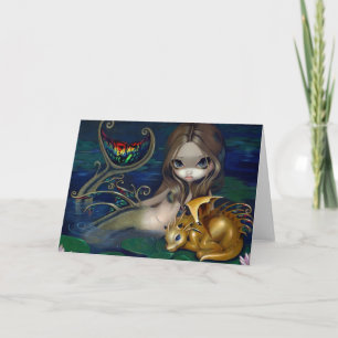 "Mermaid with a Golden Dragon" Greeting Card