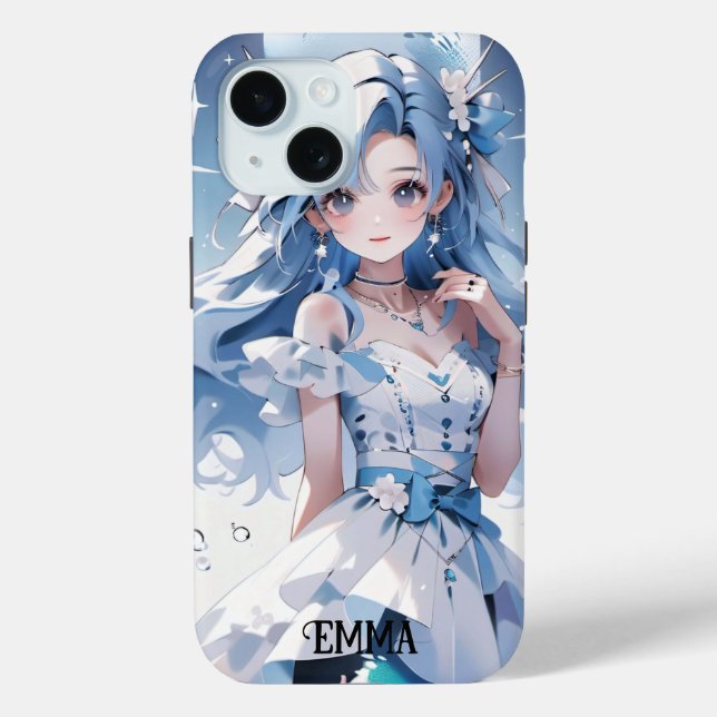 Mermaid with Blue Hair in a Blue Dress Custom Name Case-Mate iPhone Case (Back)