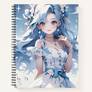 Mermaid with Blue Hair in a Blue Dress Notebook