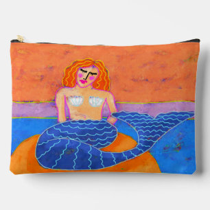 Mermaid with Blue Tail Abstract Art Accessory Pouch