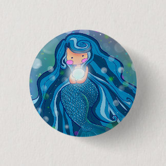 Mermaid with bright pearl Button
