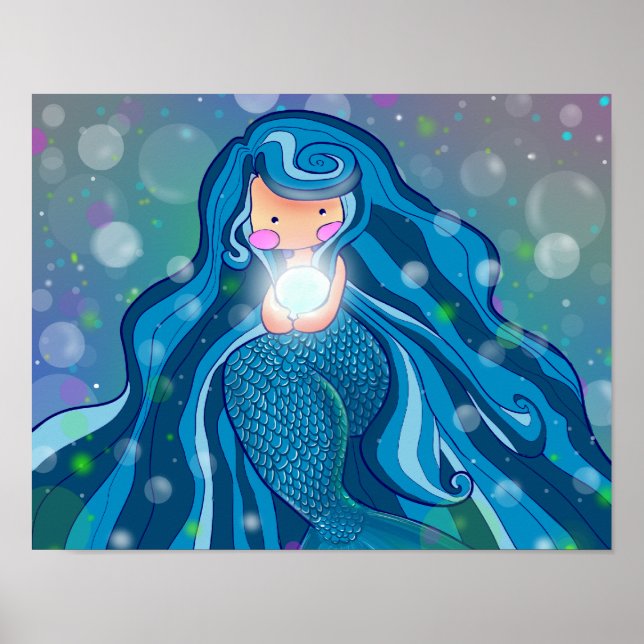 Mermaid with bright pearl poster (Front)