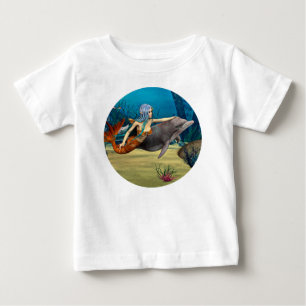 Mermaid with Dolphin Baby T-Shirt