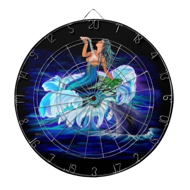 Mermaid with Dolphin Dartboard (Front)