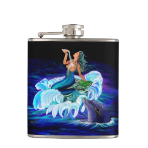 Mermaid with Dolphin Hip Flask