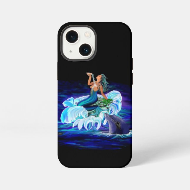 Mermaid with Dolphin iPhone Case (Back)