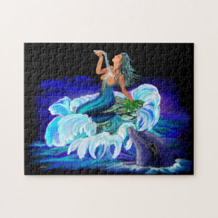 Mermaid with dolphin jigsaw puzzle