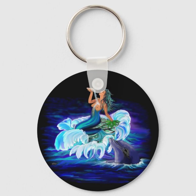 Mermaid with Dolphin Keychain (Front)