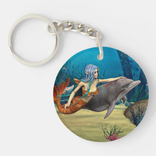 Mermaid with Dolphin Keychain