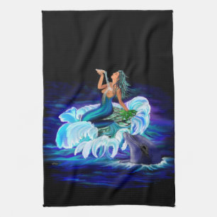 Mermaid with Dolphin Kitchen Towel