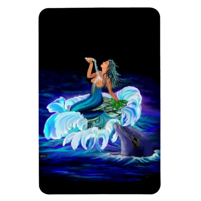 Mermaid with Dolphin Magnet (Vertical)