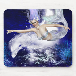 Mermaid with Dolphin Mouse Pad