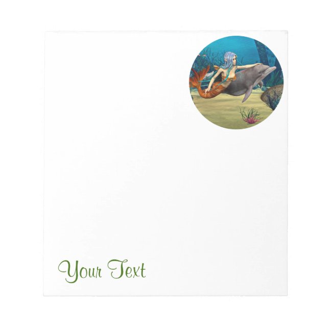 Mermaid with Dolphin Notepad (Front)