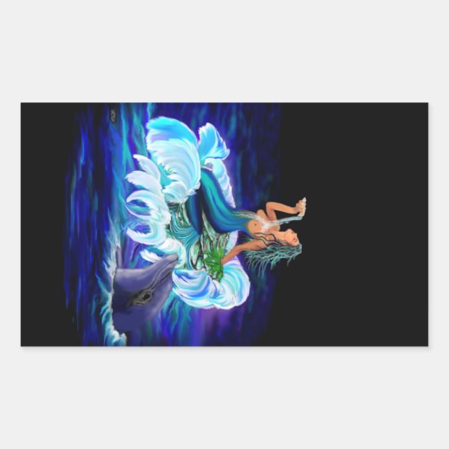 Mermaid with Dolphin Sticker (Front)