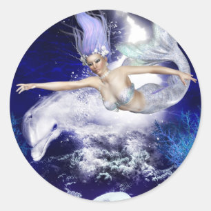Mermaid with Dolphin Stickers