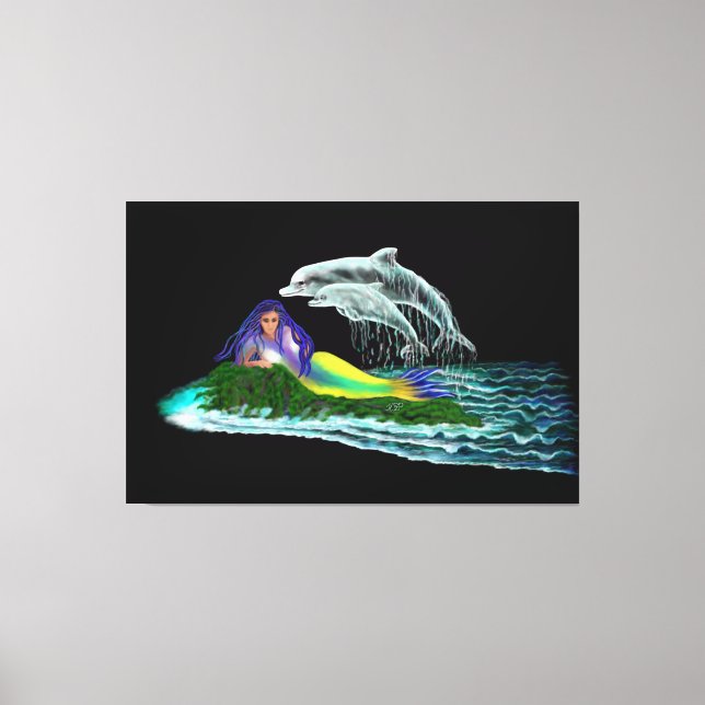 Mermaid with Dolphins Canvas Print (Front)