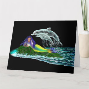 Mermaid with Dolphins Card