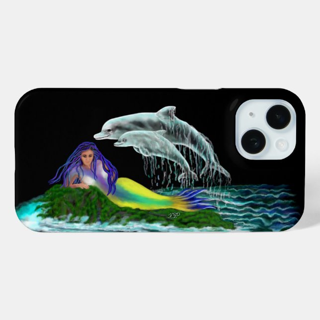 Mermaid with Dolphins Case-Mate iPhone Case (Back (Horizontal))