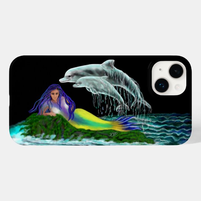 Mermaid with Dolphins Case-Mate iPhone Case (Back (Horizontal))