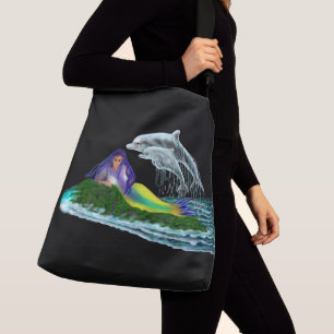 Mermaid with Dolphins Crossbody Bag