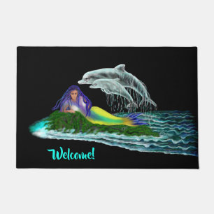 Mermaid with Dolphins Doormat