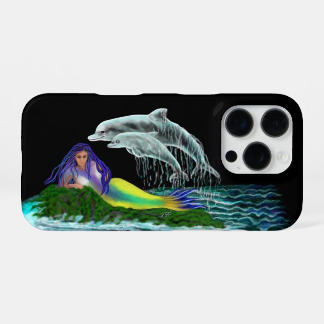Mermaid with Dolphins iPhone Case (Back Horizontal)